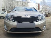 Защита радиатора KIA RIO 2011- (Премиум) black верх (Фото 1)