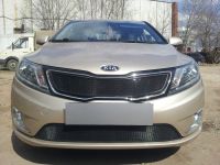 Защита радиатора KIA RIO 2011- (Премиум) black верх (Фото 2)