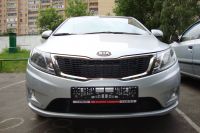 Защита радиатора KIA RIO 2011- (Комфорт, Люкс, Престиж) black верх (Фото 1)