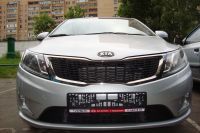 Защита радиатора KIA RIO 2011- (Комфорт, Люкс, Престиж) black верх (Фото 3)