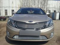 Защита радиатора KIA RIO 2011- (Премиум) chrome верх (Фото 1)
