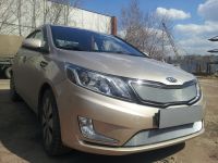 Защита радиатора KIA RIO 2011- (Премиум) chrome верх (Фото 2)