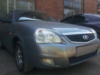 Защита радиатора Lada Priora 2012-2013 black (Фото 2)