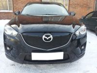 Защита радиатора Mazda CX5 2012- black верх (Фото 5)