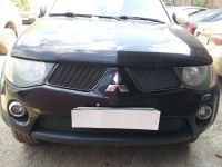 Защита радиатора Mitsubishi L200 2006-2010 (2 шт) black (Фото 3)