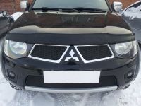 Защита радиатора Mitsubishi L200 2010- black верх (Фото 3)