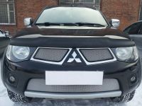 Защита радиатора Mitsubishi L200 2010- chrome верх (Фото 1)