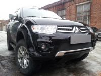 Защита радиатора Mitsubishi L200 2010-2013/Mitsubishi Pajero Sport 2010-2013 black низ (Фото 4)