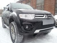 Защита радиатора Mitsubishi L200 2013- (калуга)/Pajero Sport 2013- (калуга) black (Фото 2)