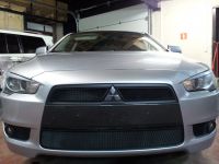 Защита радиатора Mitsubishi Lancer X 2007-2011 (2 шт) black