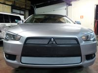 Защита радиатора Mitsubishi Lancer X 2007-2011 (2 шт) chrome (Фото 1)
