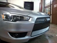 Защита радиатора Mitsubishi Lancer X 2007-2011 (2 шт) chrome (Фото 2)