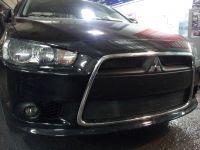 Защита радиатора Mitsubishi Lancer X 2012- (2 шт) black (Фото 3)