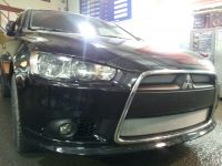 Защита радиатора Mitsubishi Lancer X 2012- (2 шт) chrome (Фото 3)