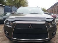 Защита радиатора Mitsubishi Outlander XL 2010-2012 (2 шт) black (Фото 1)