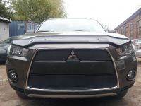 Защита радиатора Mitsubishi Outlander XL 2010-2012 (2 шт) black (Фото 2)