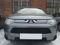 Защита радиатора Mitsubishi Outlander III 2012- (2 шт) black (Фото 1)