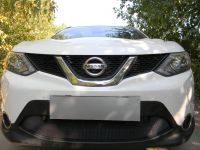 Защита радиатора Nissan Qashqai 2014- black с парктроником (Фото 2)
