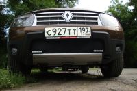 Защита радиатора Renault Duster с вырезом под ДХО black (Фото 1)