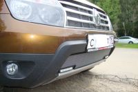 Защита радиатора Renault Duster с вырезом под ДХО chrome (Фото 2)