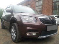 Защита радиатора Skoda Yeti City 2014- black с парктроником (Фото 2)