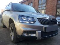 Защита радиатора Skoda Yeti Outdoor 2014- black центральная (Фото 1)