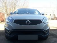Защита радиатора Ssang Yong Actyon 2013- black верх (Фото 1)