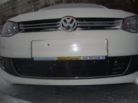 Защита радиатора Volkswagen Polo седан 2010- black (Фото 2)