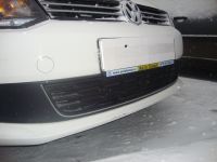 Защита радиатора Volkswagen Polo седан 2010- black (Фото 3)