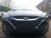 Защита радиатора Hyundai IX35 2010- black PREMIUM (Фото 1)