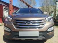 Защита радиатора Hyundai Santa Fe 2012- black PREMIUM (Фото 1)