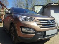 Защита радиатора Hyundai Santa Fe 2012- black PREMIUM (Фото 2)