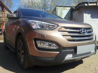 Защита радиатора Hyundai Santa Fe 2012- chrome PREMIUM (Фото 2)