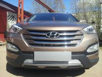 Защита радиатора Hyundai Santa Fe 2012- chrome PREMIUM (Фото 3)
