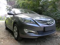 Защита радиатора Hyundai Solaris black PREMIUM (Фото 2)