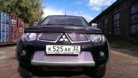 Защита радиатора Mitsubishi L200 2013- (Калуга)/Pajero Sport 2013- (Калуга) chrome PREMIUM (Фото 3)