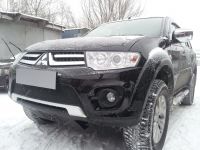 Защита радиатора Mitsubishi L200/Mitsubishi Pajero Sport 2010-2013 black низ PREMIUM (Фото 5)