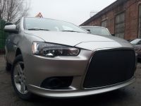 Защита радиатора Mitsubishi Lancer X 2012- (2 шт) black PREMIUM (Фото 2)