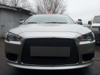 Защита радиатора Mitsubishi Lancer X 2012- (2 шт) black PREMIUM (Фото 3)