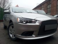 Защита радиатора Mitsubishi Lancer X 2012- (2 шт) black PREMIUM (Фото 4)