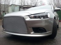 Защита радиатора Mitsubishi Lancer X 2012-(2 шт) chrome