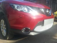 Защита радиатора Nissan Qashqai 2011-2014 (2 шт) chrome PREMIUM (Фото 2)