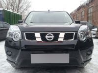 Защита радиатора Nissan X-Trail 2011- (2 шт) black (Фото 1)