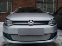 Защита радиатора Volkswagen Polo седан 2010- chrome PREMIUM (Фото 1)