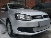 Защита радиатора Volkswagen Polo седан 2010- chrome PREMIUM (Фото 2)