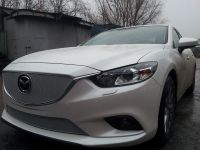 Защита радиатора Mazda 6 2013- chrome верх PREMIUM (Фото 3)