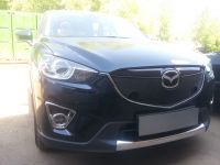 Защита радиатора Mazda CX5 2012- black верх PREMIUM