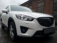 Защита радиатора Mazda CX5 2012- black с парктроником верх PREMIUM (Фото 1)