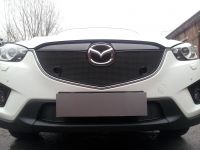 Защита радиатора Mazda CX5 2012- black с парктроником верх PREMIUM