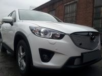Защита радиатора Mazda CX5 2012- chrome с парктроником верх PREMIUM (Фото 1)